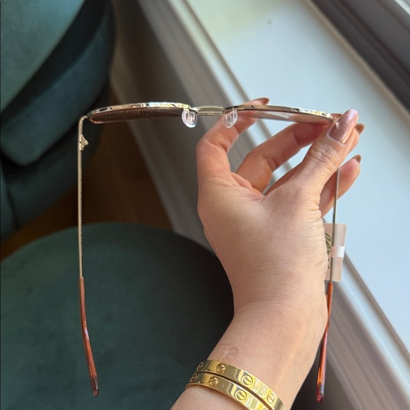 Aerie Gold Aviator Sunglasses with Brown Lenses - Picture 6 of 7